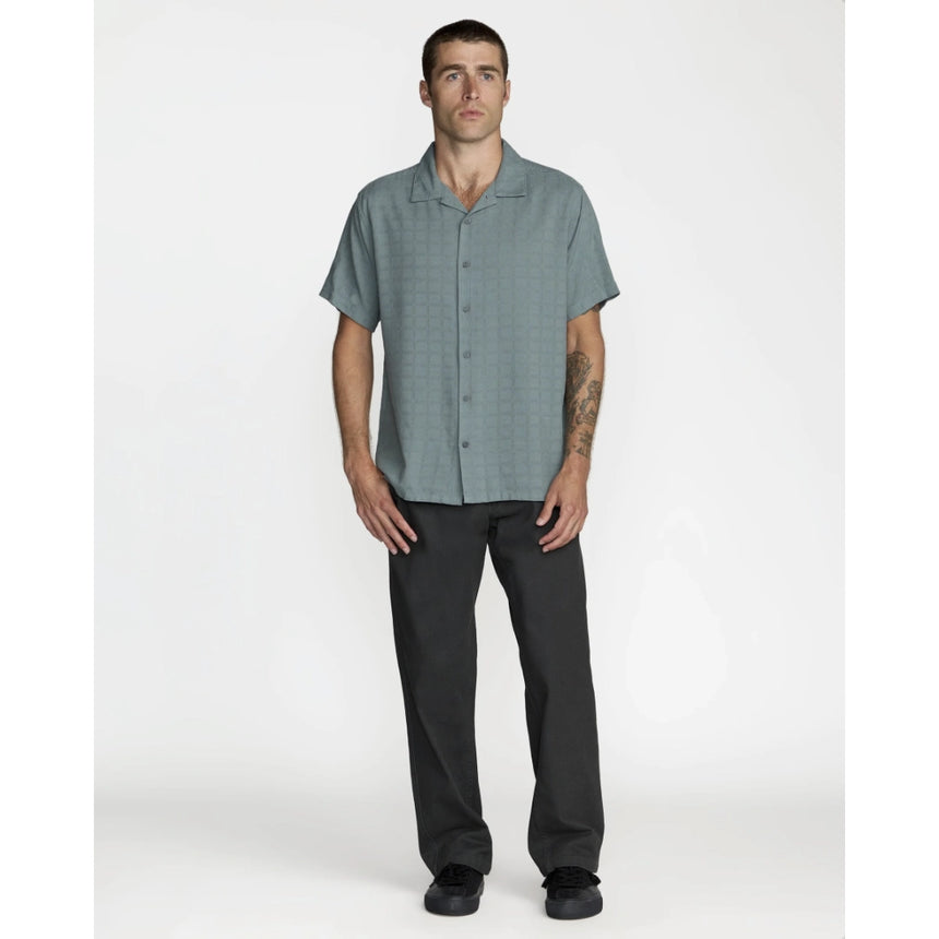 RVCA RVCA Men's Vacancy Short Sleeve Shirt - Lead Lead S Mens Button Up Short Sleeve Shirts