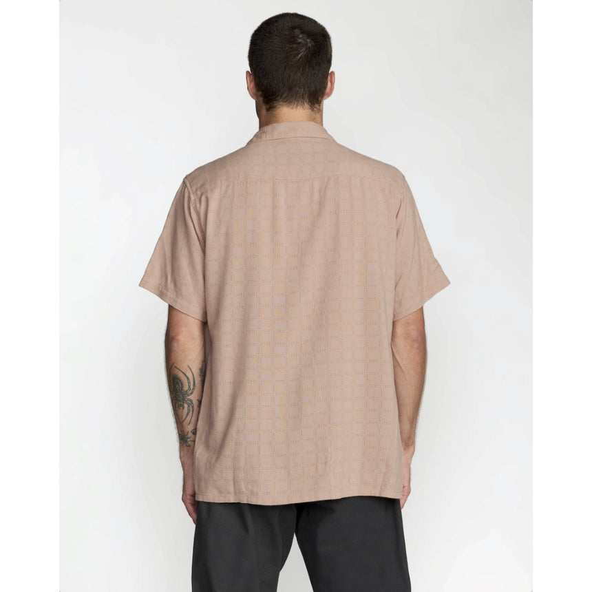 RVCA RVCA Men's Vacancy Short Sleeve Shirt - Pale Mauve Pale Mauve S Mens Button Up Short Sleeve Shirts