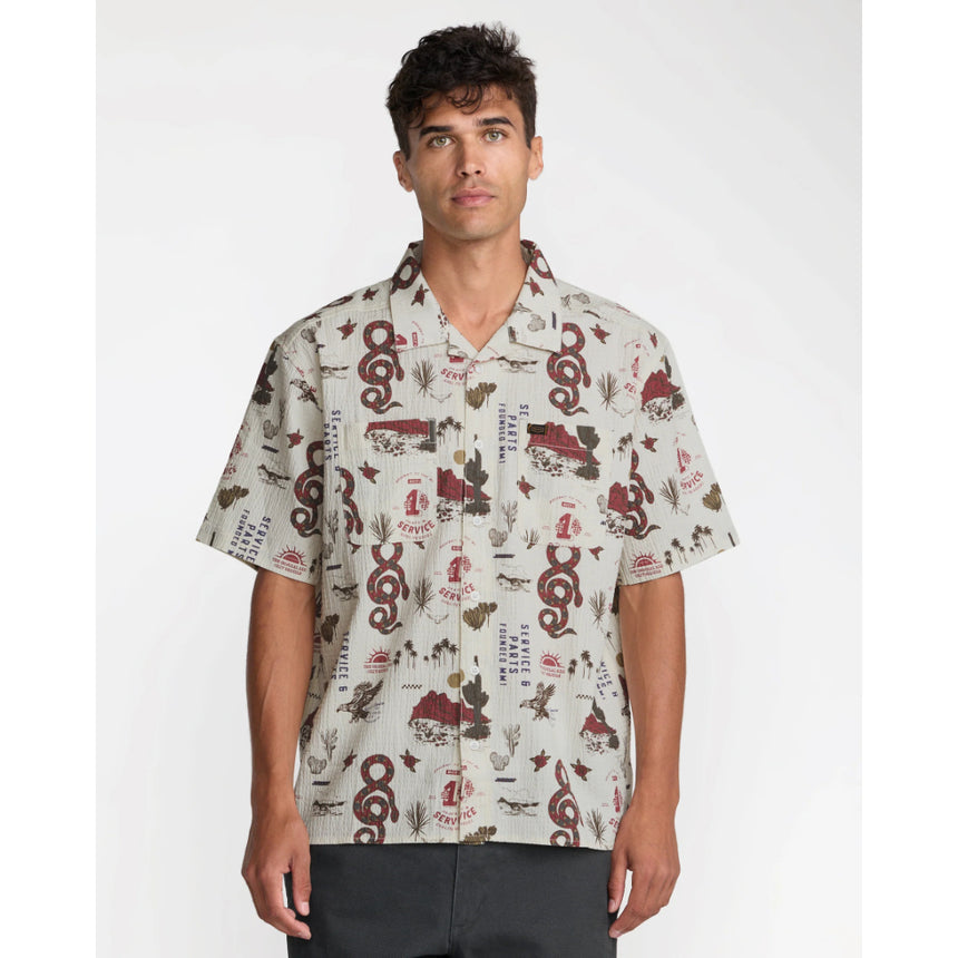 RVCA RVCA Men's Wasteland Short Sleeve Shirt - Natural Natural S Mens Button Up Short Sleeve Shirts