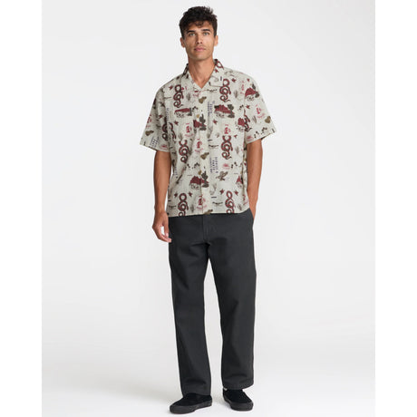 RVCA RVCA Men's Wasteland Short Sleeve Shirt - Natural Natural S Mens Button Up Short Sleeve Shirts