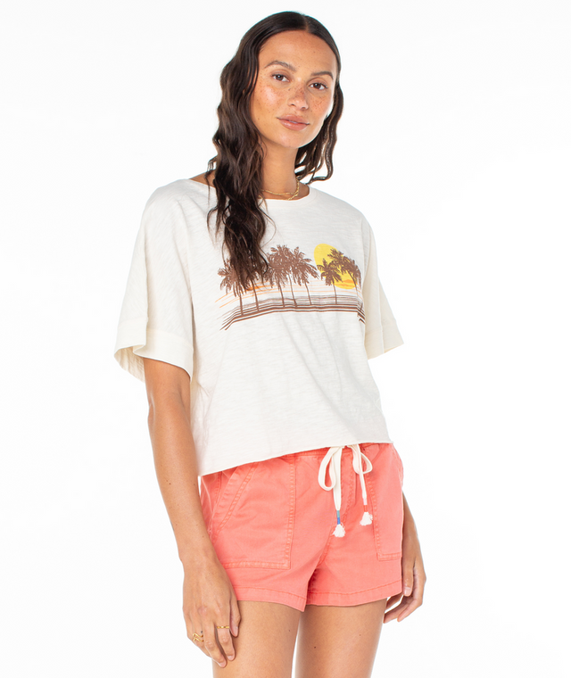 Roxy Roxy Women's Palm Stripe Dstf Tee Egret XS Womens T-Shirts