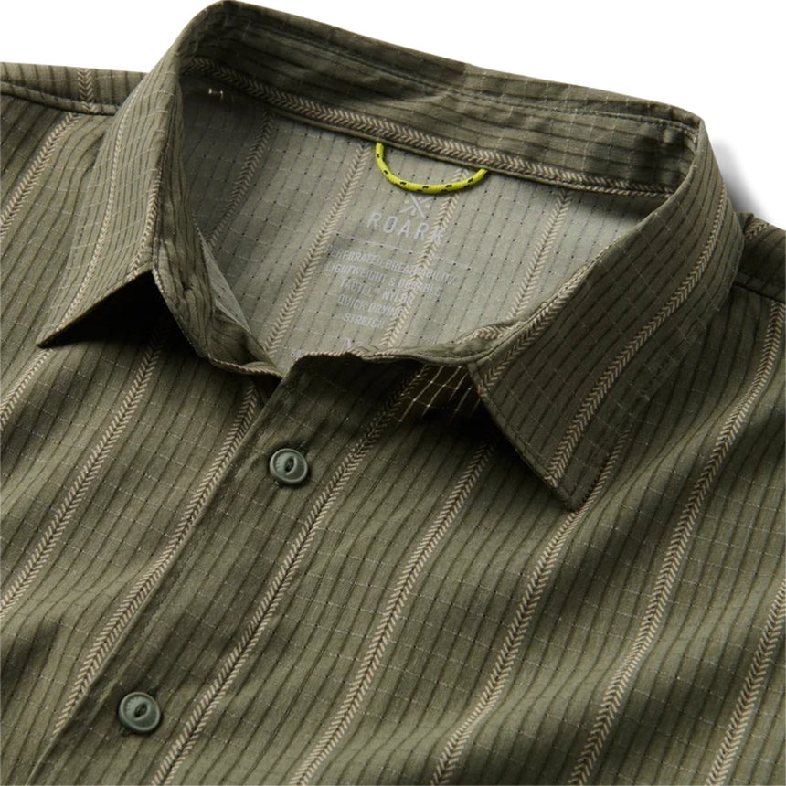 Roark Roark Men's Bless Up Stretch Shirt- Military Stripes Military Stripes S Mens Button Up Short Sleeve Shirts