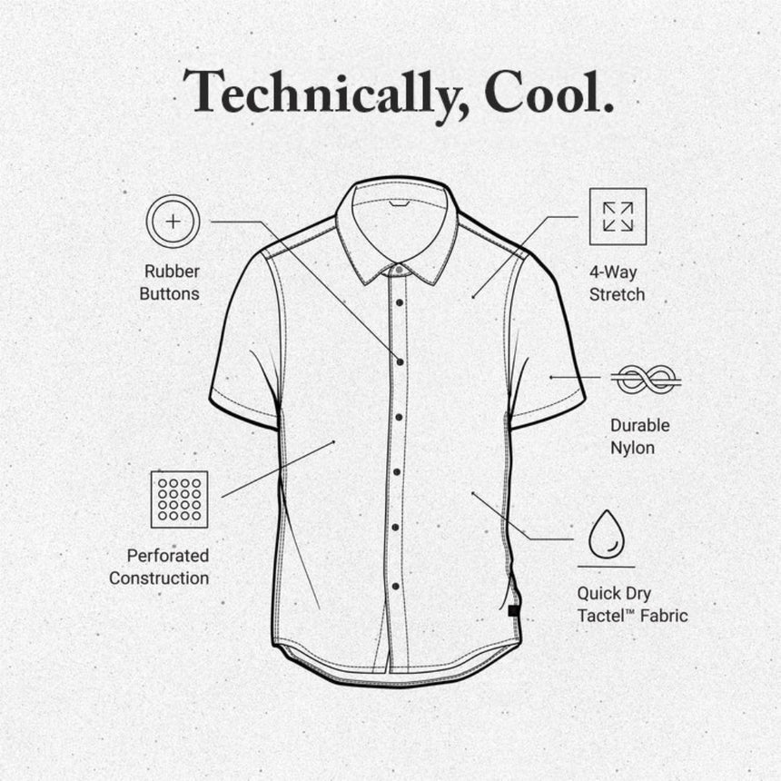 Roark Roark Men's Bless Up Stretch Shirt - Unbleached Unbleached S Mens Button Up Short Sleeve Shirts
