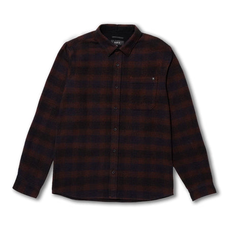 Roark Roark Men's Crossroads Organic Cotton Flannel - Dark Brown Dark Brown M Mens Flannel Long Sleeve Shirts