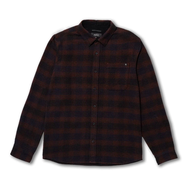 Roark Roark Men's Crossroads Organic Cotton Flannel - Dark Brown Dark Brown M Mens Flannel Long Sleeve Shirts