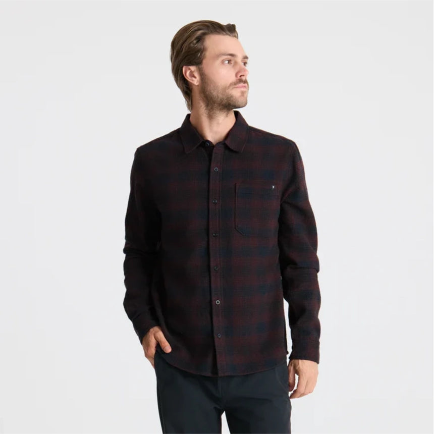 Roark Roark Men's Crossroads Organic Cotton Flannel - Dark Brown Dark Brown M Mens Flannel Long Sleeve Shirts