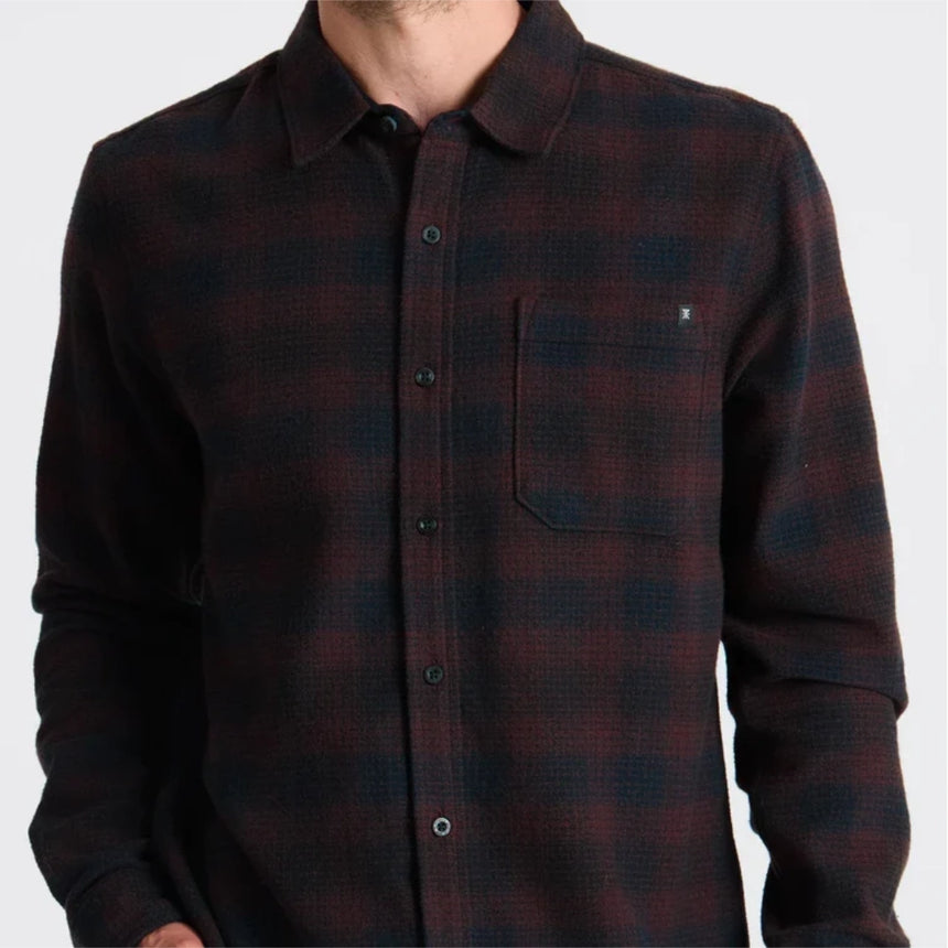 Roark Roark Men's Crossroads Organic Cotton Flannel - Dark Brown Dark Brown M Mens Flannel Long Sleeve Shirts