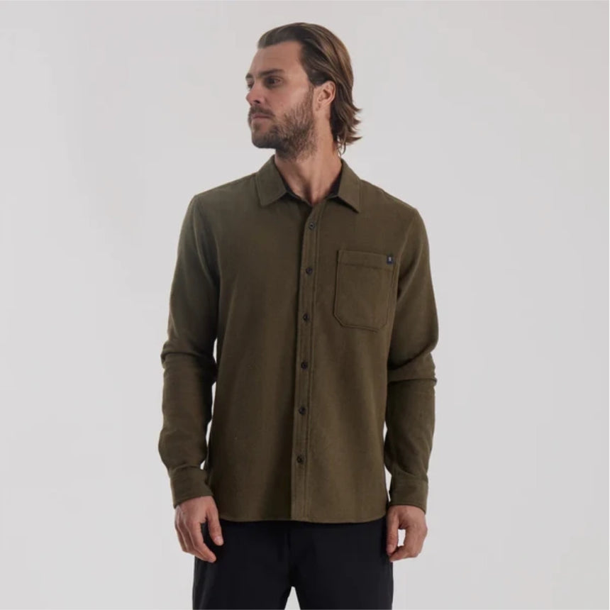 Roark Roark Men's Crossroads Organic Cotton Flannel - Dark Military Dark Military M Mens Flannel Long Sleeve Shirts