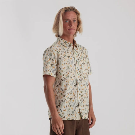 Roark Roark Men's Journey Short Sleeve Woven - Bendik Almond Paste Bendik Almond Paste S Mens Button Up Short Sleeve Shirts
