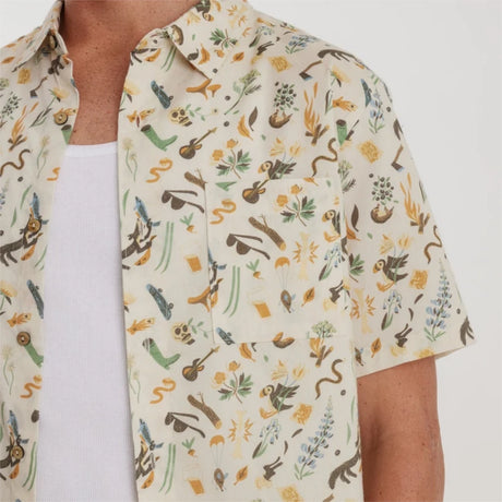 Roark Roark Men's Journey Short Sleeve Woven - Bendik Almond Paste Bendik Almond Paste S Mens Button Up Short Sleeve Shirts