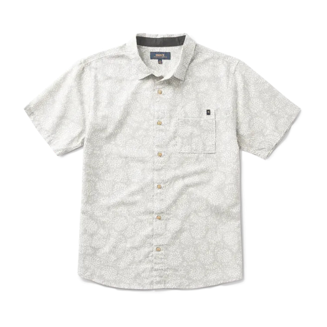 Roark Revival Roark Revival Journey Short Sleeve Woven Shirt Abstract Swirl Slate M Mens Button Up Short Sleeve Shirts