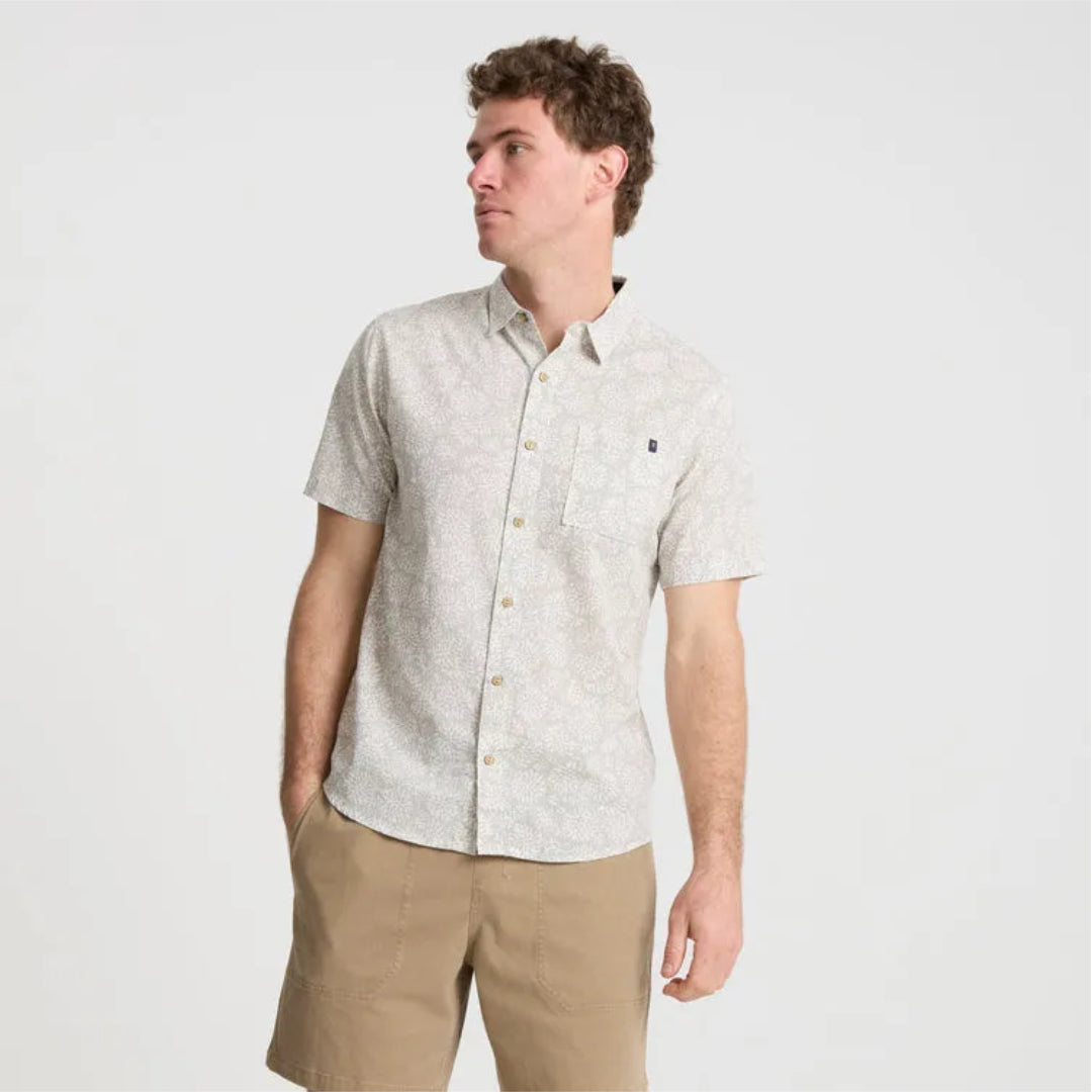 Roark Revival Roark Revival Journey Short Sleeve Woven Shirt Abstract Swirl Slate M Mens Button Up Short Sleeve Shirts