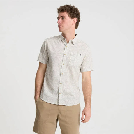 Roark Revival Roark Revival Journey Short Sleeve Woven Shirt Abstract Swirl Slate M Mens Button Up Short Sleeve Shirts