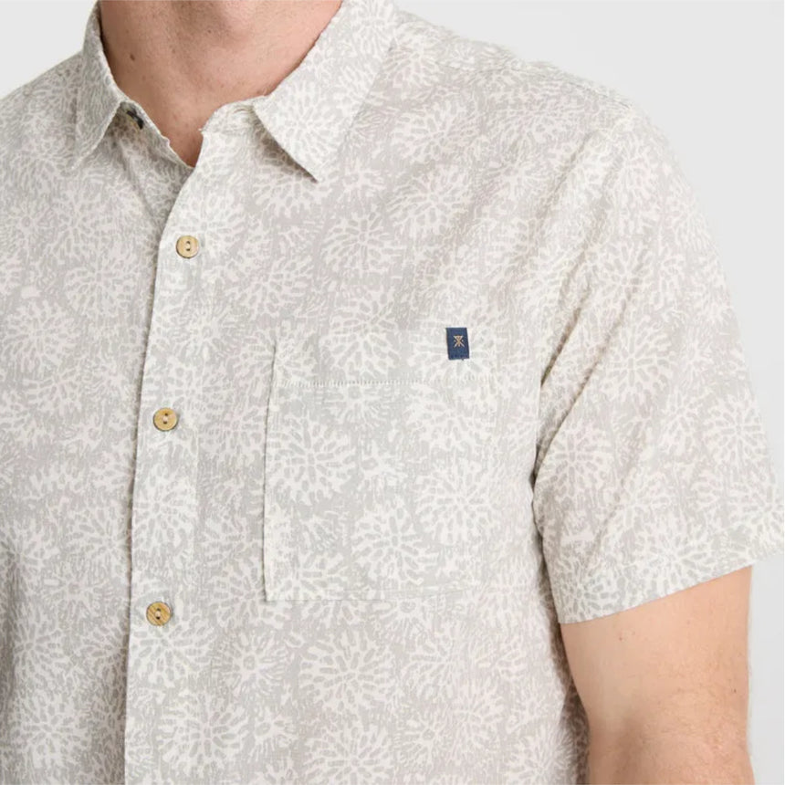 Roark Revival Roark Revival Journey Short Sleeve Woven Shirt Abstract Swirl Slate M Mens Button Up Short Sleeve Shirts