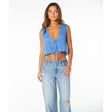 Roxy Roxy Women's Beach Bound Crochet Vest BLUE HORIZON SOLID S Womens Tank Tops