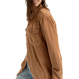 Roxy Roxy Women's Let It Corduroy Shirt Camel XS Womens Long Sleeve Shirts