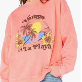Roxy Roxy Women's Lineup Oversized Crew Hoodie Sugar Coral Solid XS Womens Pull Over Hoodies