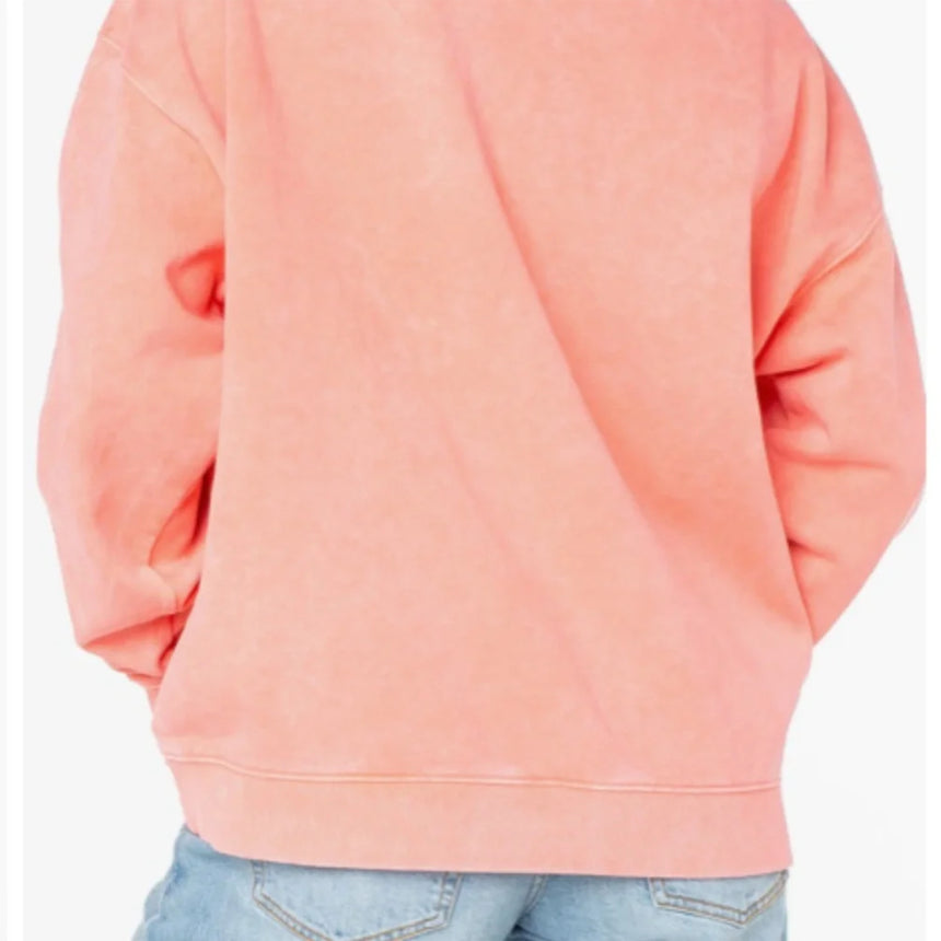 Roxy Roxy Women's Lineup Oversized Crew Hoodie Sugar Coral Solid XS Womens Pull Over Hoodies