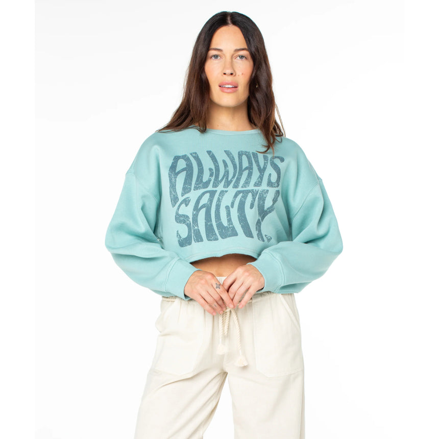 Roxy Roxy Women's Morning Hike Crop Hoodie Aquifer Solid S Womens Pull Over Hoodies