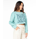 Roxy Roxy Women's Morning Hike Crop Hoodie Aquifer Solid S Womens Pull Over Hoodies