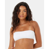 Roxy Roxy Women's Rib Love Knot Bandeau Bikini Top White S Womens Bikini Tops