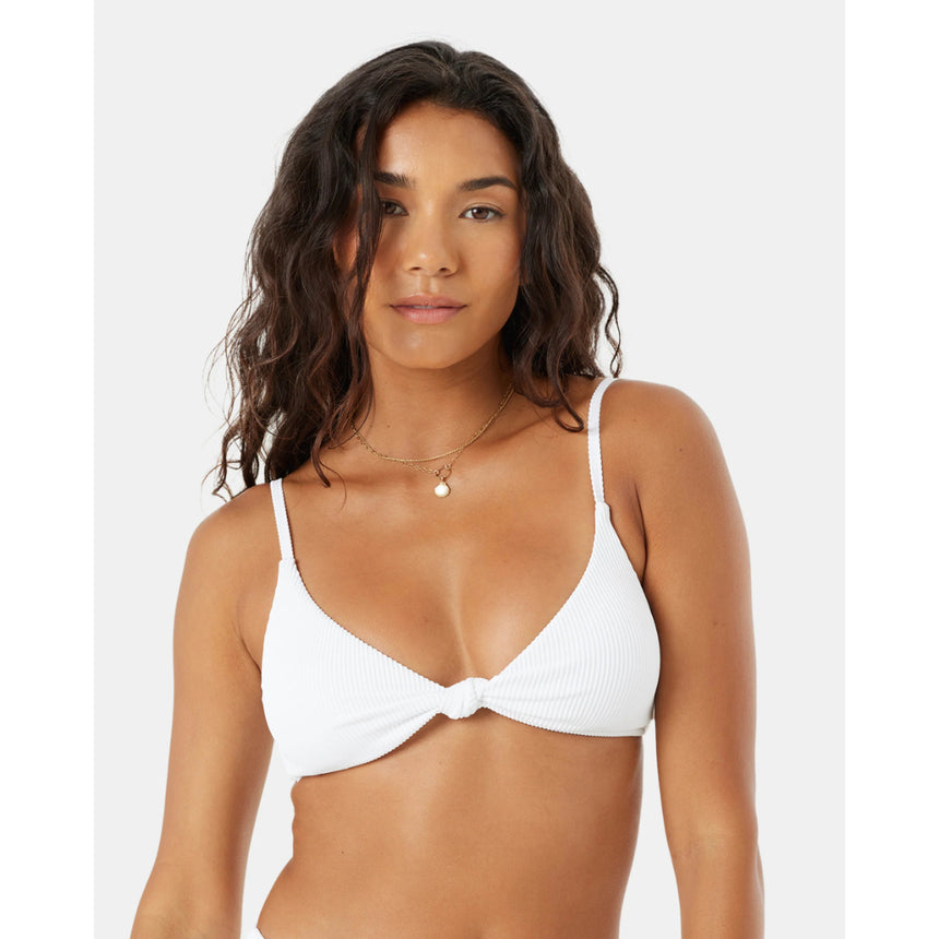 Roxy Roxy Women's Rib Love Knot Bralette Bikini Top White S Womens Bikini Tops