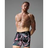 Saxx Saxx Men's Droptemp All Day Cooling Boxer Brief - Tropical Jungle- Black Tropical Jungle- Black S Mens Boxer Brief Underwear