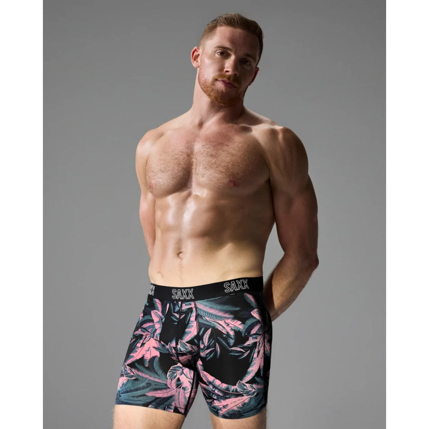 Saxx Saxx Men's Droptemp All Day Cooling Boxer Brief - Tropical Jungle- Black Tropical Jungle- Black S Mens Boxer Brief Underwear
