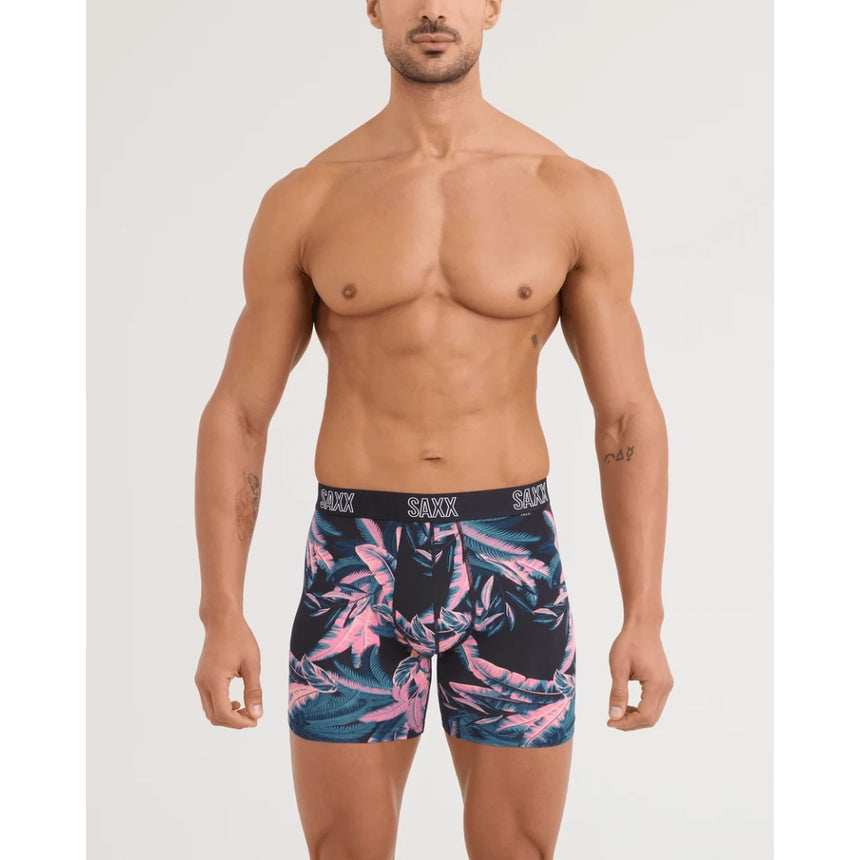 Saxx Saxx Men's Droptemp All Day Cooling Boxer Brief - Tropical Jungle- Black Tropical Jungle- Black S Mens Boxer Brief Underwear