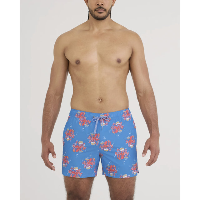Saxx Saxx Men's Oh Buoy 2N1 Volley 5" - Octopus Bartender-Blue Octopus Bartender-Blue M Mens Elastic Casual Trunks