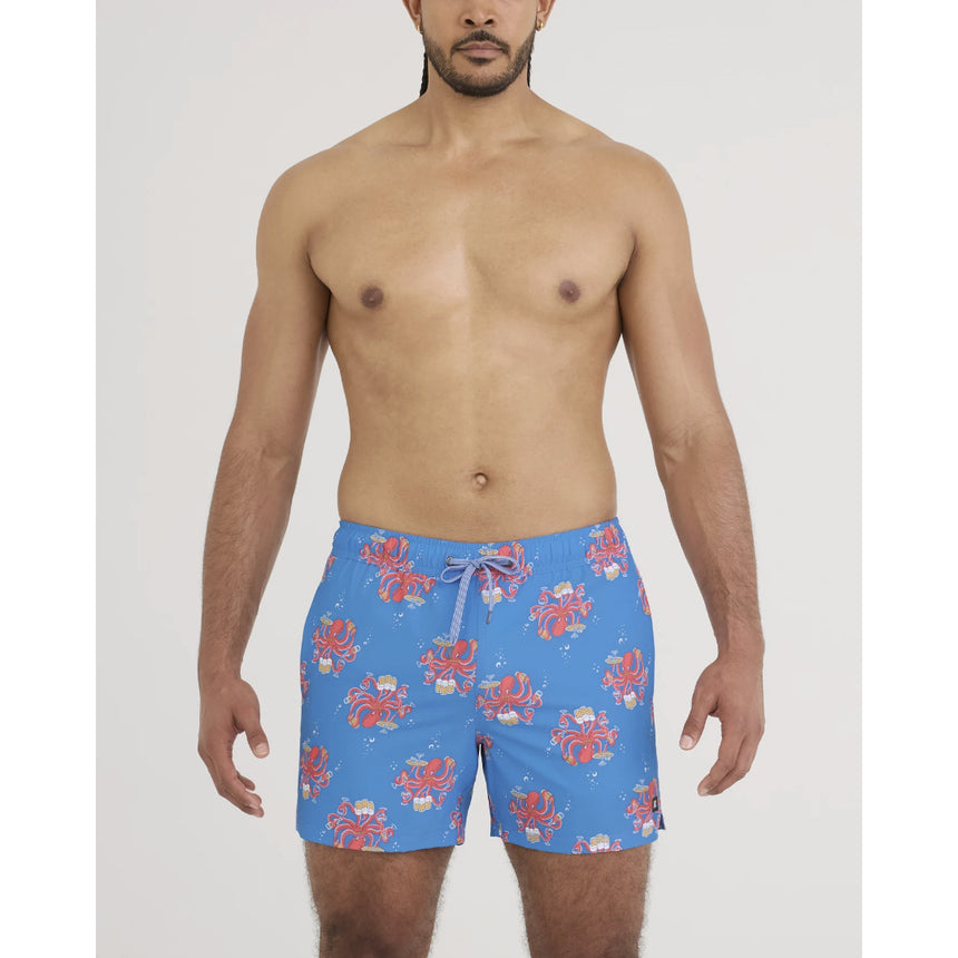 Saxx Saxx Men's Oh Buoy 2N1 Volley 5" - Octopus Bartender-Blue Octopus Bartender-Blue M Mens Elastic Casual Trunks