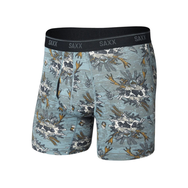 Saxx Saxx Men's Quest Quick-Dry Mesh Boxer Brief Fly - Hunting Lodge - Silver Pine Hunting Lodge-Silver Pine S Mens Boxer Brief Underwear