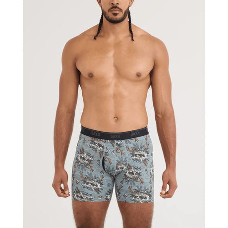 Saxx Saxx Men's Quest Quick-Dry Mesh Boxer Brief Fly - Hunting Lodge - Silver Pine Hunting Lodge-Silver Pine S Mens Boxer Brief Underwear