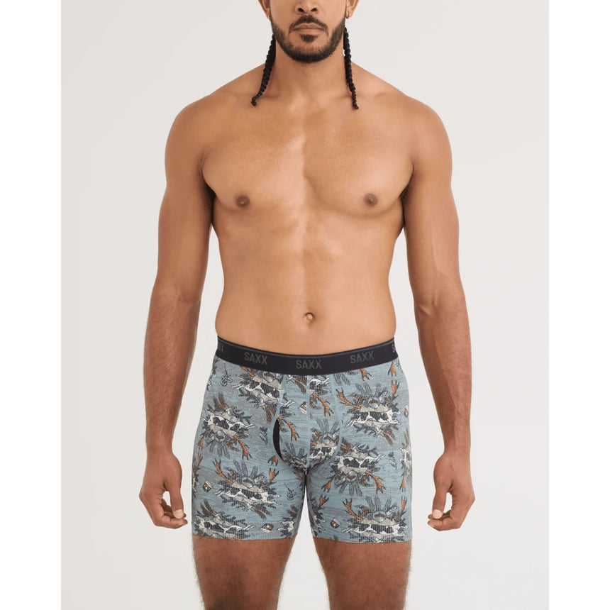 Saxx Saxx Men's Quest Quick-Dry Mesh Boxer Brief Fly - Hunting Lodge - Silver Pine Hunting Lodge-Silver Pine S Mens Boxer Brief Underwear