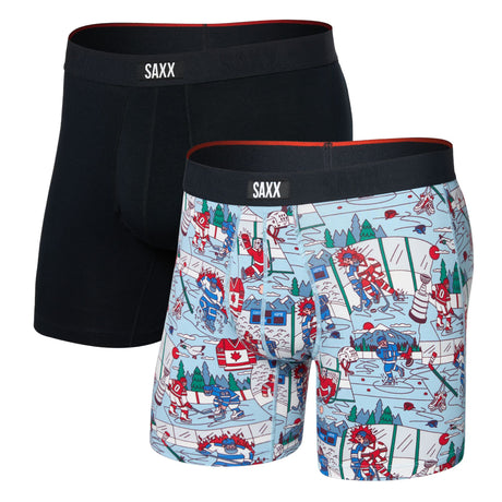 Saxx SAXX Men's 2 pk Vibe Xtra Boxer Briefs MITTS AND LUMBER/BLACK M Mens Boxer Brief Underwear