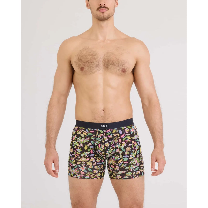 Saxx Saxx Men's Vibe Xtra Soft Comfort Boxer Brief Fly - Amate Garden-Black Amate Garden-Black S Mens Boxer Brief Underwear