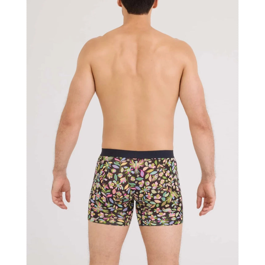 Saxx Saxx Men's Vibe Xtra Soft Comfort Boxer Brief Fly - Amate Garden-Black Amate Garden-Black S Mens Boxer Brief Underwear