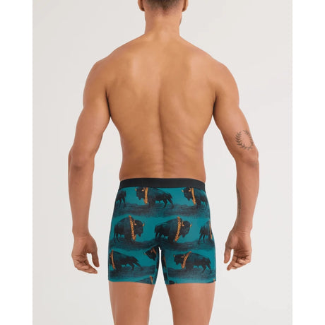 Saxx Saxx Men's Vibe Xtra Soft Comfort Boxer Brief Fly - Bison Bling- Seascape Bison Bling- Seascape S Mens Boxer Brief Underwear