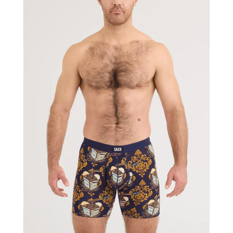 Saxx Saxx Men's Vibe Xtra Soft Comfort Boxer Brief Fly - Gold Chain- Maritime Gold Chain- Maritime S Mens Boxer Brief Underwear