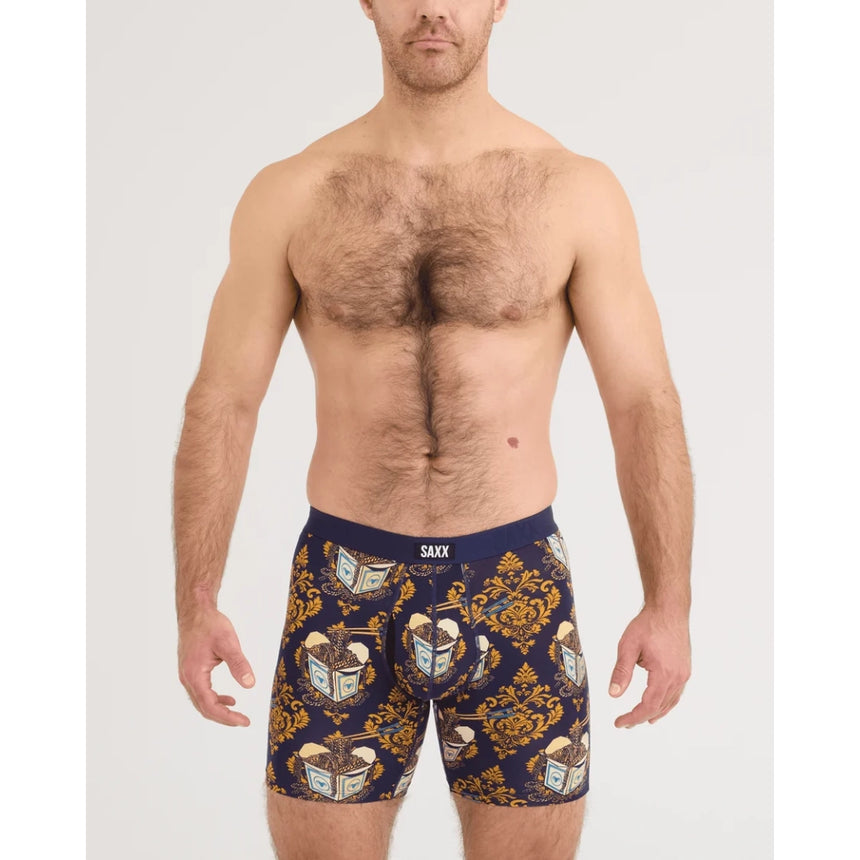 Saxx Saxx Men's Vibe Xtra Soft Comfort Boxer Brief Fly - Gold Chain- Maritime Gold Chain- Maritime S Mens Boxer Brief Underwear