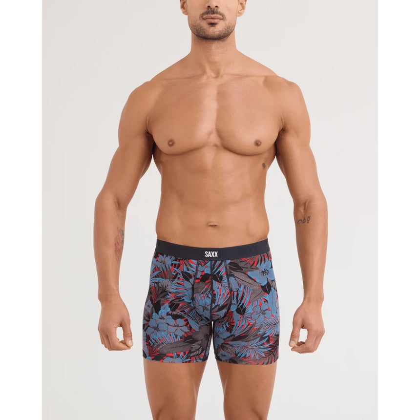 Saxx Saxx Men's Vibe Xtra Soft Comfort Boxer Brief Fly - Night Garden- Red Hot Night Garden- Red Hot S Mens Boxer Brief Underwear