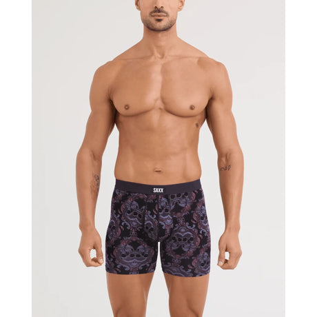 Saxx Saxx Men's Vibe Xtra Soft Comfort Boxer Brief Fly - Skull Brocade- Black Skull Brocade- Black S Mens Boxer Brief Underwear