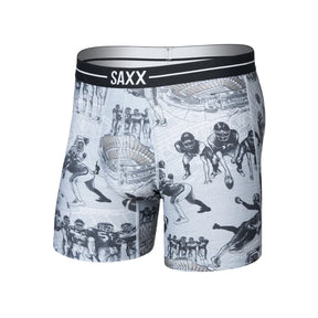 Saxx Saxx Men's Volt Breathable Mesh Boxer Brief - Gridiron Action - Grey Heather Gridiron Action- Grey Hthr S Mens Boxer Brief Underwear