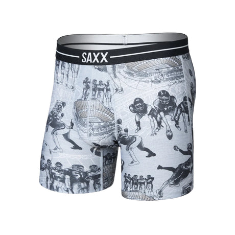 Saxx Saxx Men's Volt Breathable Mesh Boxer Brief - Gridiron Action - Grey Heather Gridiron Action- Grey Hthr S Mens Boxer Brief Underwear