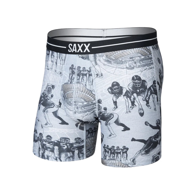 Saxx Saxx Men's Volt Breathable Mesh Boxer Brief - Gridiron Action - Grey Heather Gridiron Action- Grey Hthr S Mens Boxer Brief Underwear