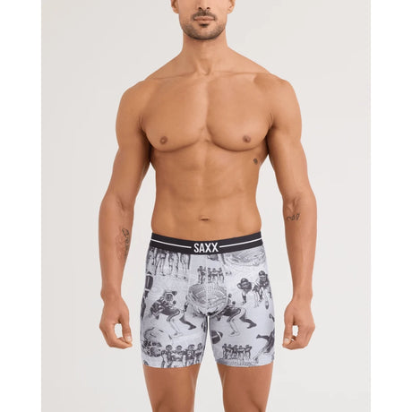 Saxx Saxx Men's Volt Breathable Mesh Boxer Brief - Gridiron Action - Grey Heather Gridiron Action- Grey Hthr S Mens Boxer Brief Underwear