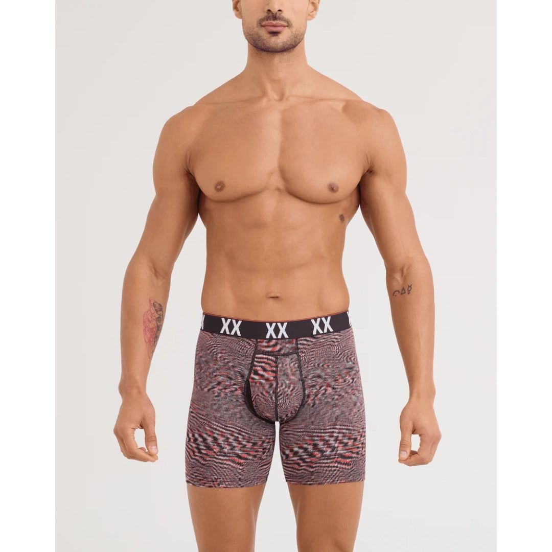 Saxx Saxx Men's Multi-Sport Mesh Boxer Brief Fly - Hyperspace - Red Hot Hyperspace-Red Hot S Mens Boxer Brief Underwear