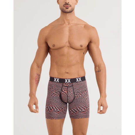 Saxx Saxx Men's Multi-Sport Mesh Boxer Brief Fly - Hyperspace - Red Hot Hyperspace-Red Hot S Mens Boxer Brief Underwear