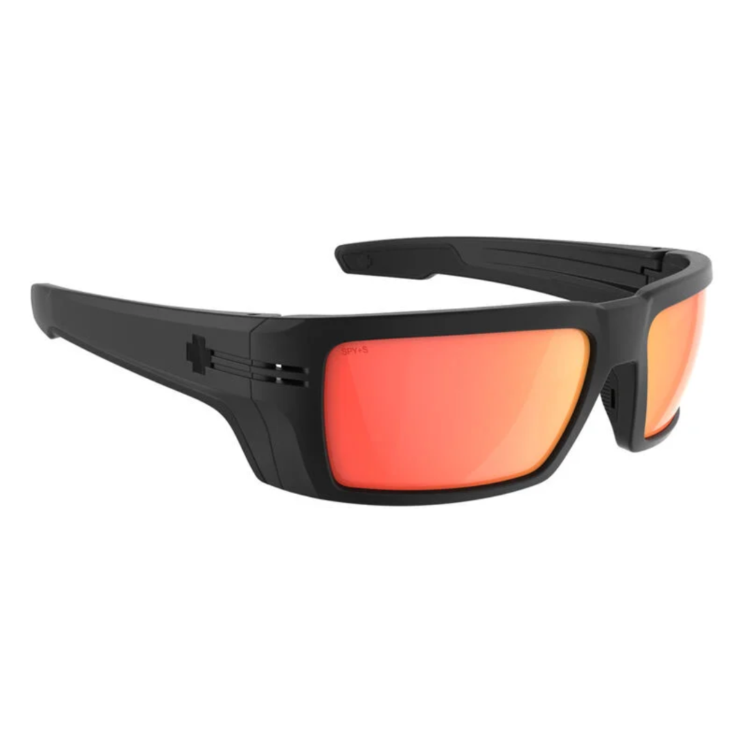 Spy Rebar Men's Sunglasses - ANSI Matte Black Happy Boost Polar Orange Mirror