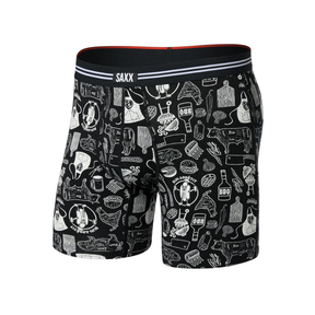 Saxx Saxx Men's Vibe Xtra Soft Comfort Boxer Brief Fly - Bun Appetit-Black Bun Appetit-Black M Mens Boxer Brief Underwear